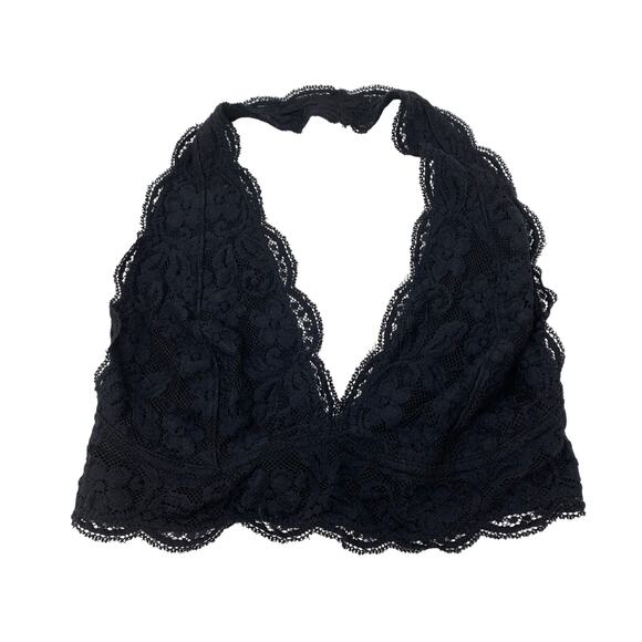 Urban Outfitters Pins And Needles Halter Bralette Womens Size Medium Black Lace - Picture 1 of 4